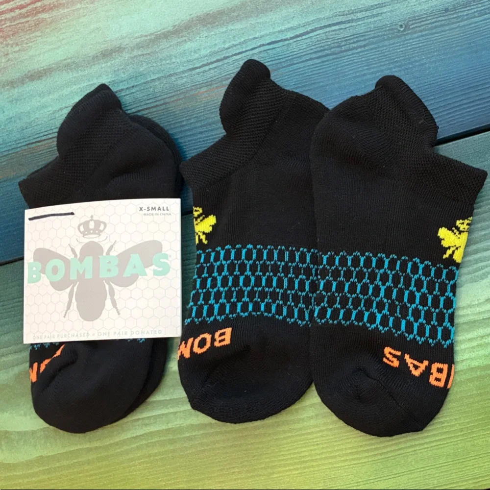 Bombas Black and Orange Sport Ankle Socks